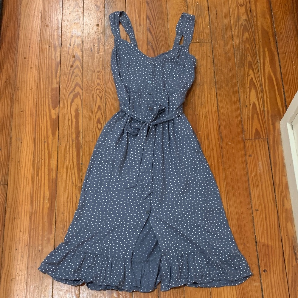 Abercrombie Blue Dot Button Down Midi Dress